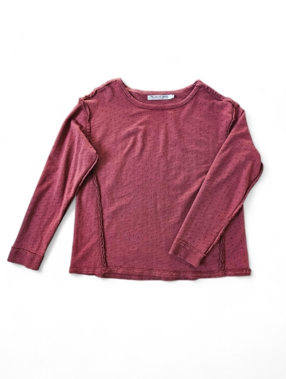 Michael Stars Long Sleeve Textured Knit Top Casual Minimalist, Size L